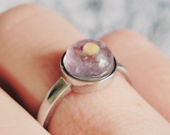 Mustard Seed And Amethyst Ring, High Quality 925 Sterling Silver.