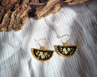 Pressed Flower Earrings | Gold Nature Real Elder Flower Earrings
