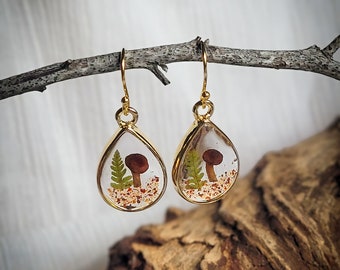 Mushroom And Carnelian Crystal Earrings