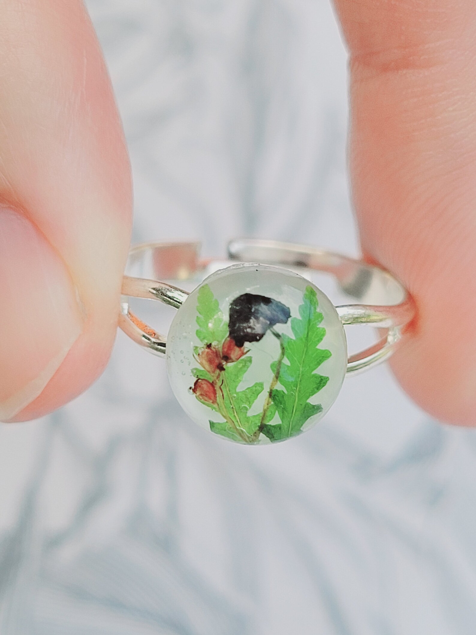 Real Mushroom Ring Pressed Flower Ring Encased in Eco Resin. Etsy