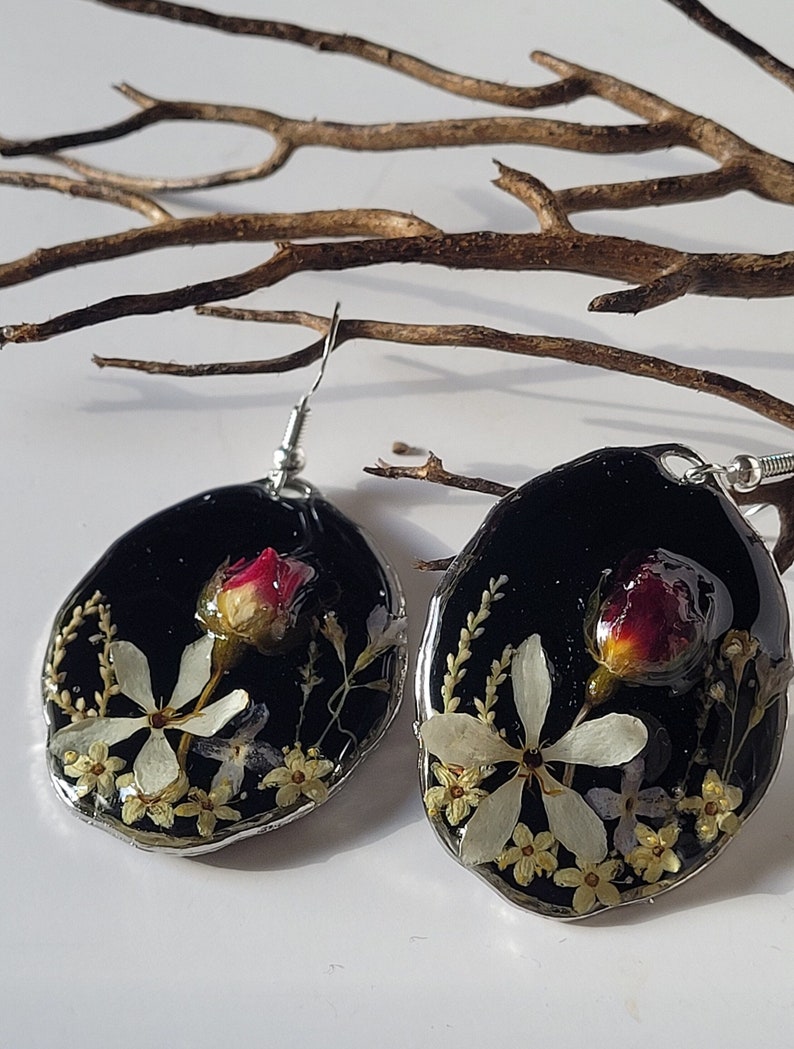 Pressed Flower Earrings, Mothers Day Gift image 1