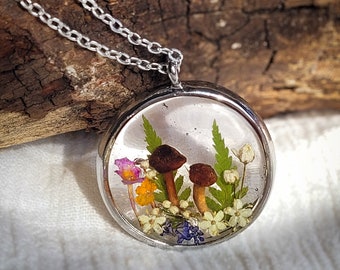 Real Mushroom Cottagecore  Necklace