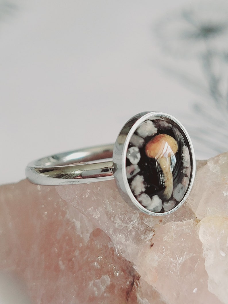 Echter Pilz und Amethyst Kristall Ring Bild 8