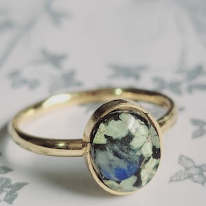 Pressed Flower And Rainbow Moonstone Crystal Ring image 6