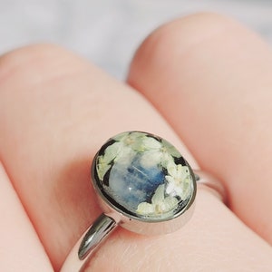 Pressed Flower And Rainbow Moonstone Crystal Ring image 4