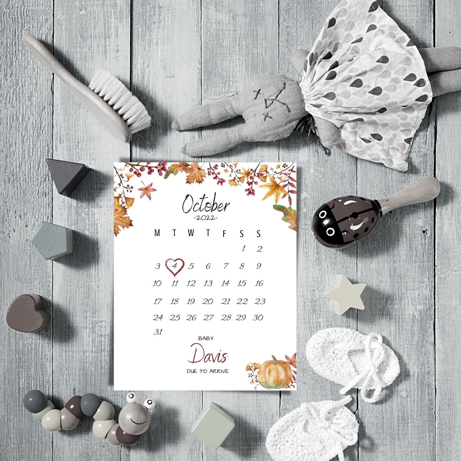 Pregnancy Baby Announcement Calendar/ OCTOBER 2022 Delivery - Etsy