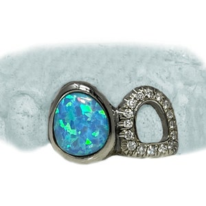 Opal Fang Grillz w Open Face Diamond Tooth
