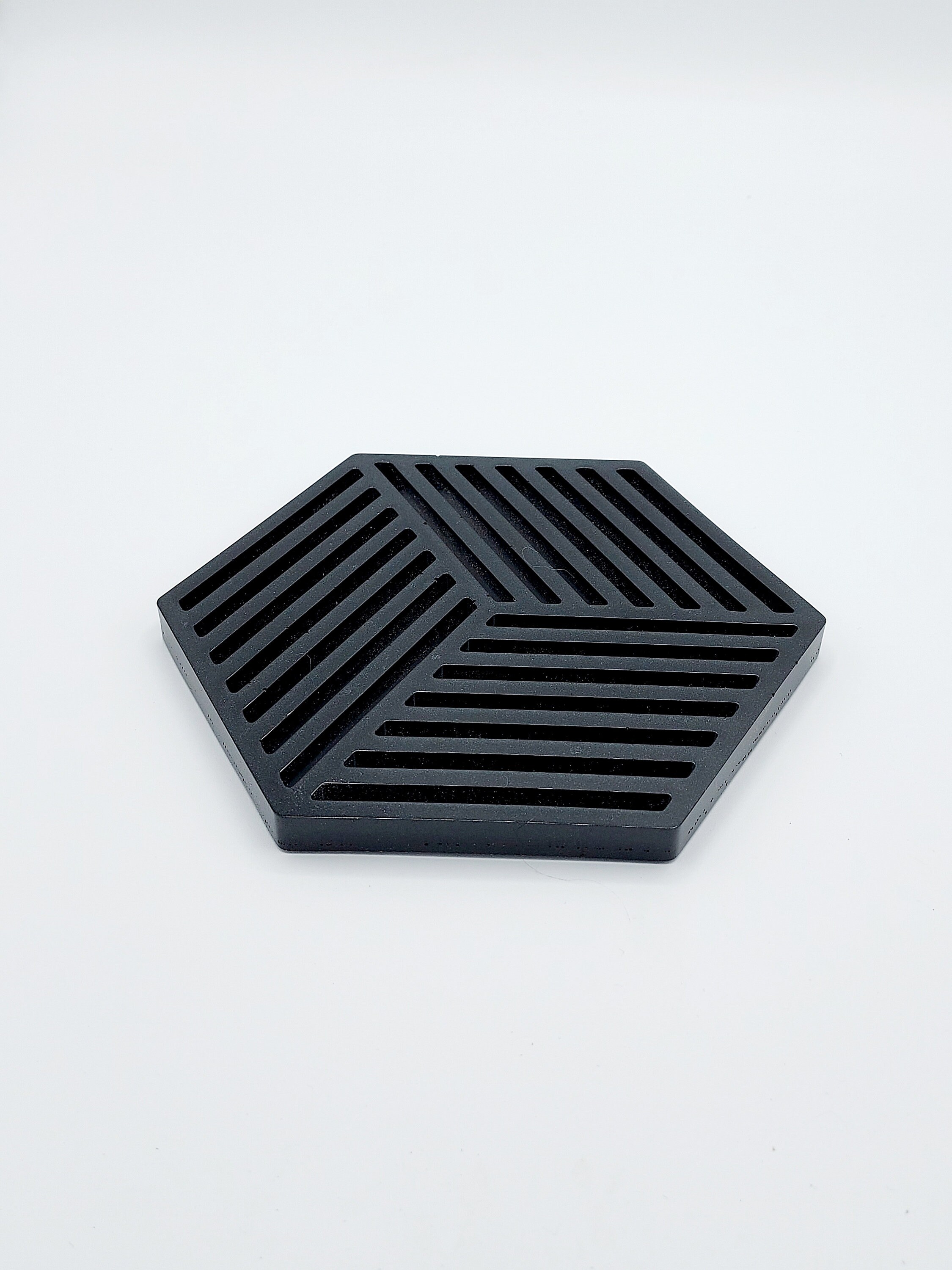 Hexagonal Flat Bottom With Black Streaks Etsy