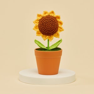 Handmade Crochet Sunflower Pot: Knitted Potted Plant Gift
