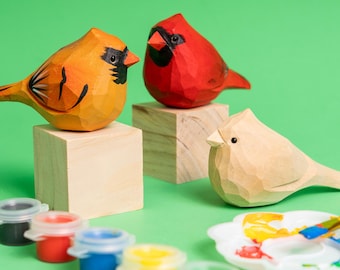 Hand-Carved Cardinal Bird Painting Kit: Nature-Inspired DIY Decor