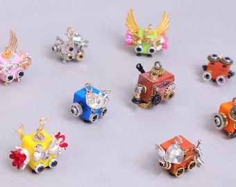 Handcrafted Wooden Bot Necklace, Keychain, or Mini Decor