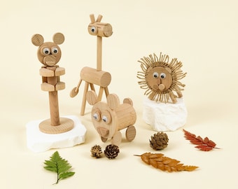 DIY Wooden Animal Toys - 4 Pcs Toy Set, Craft Kit for Kids, Educational Toys, Perfect Birthday Gifts for Boys and Girls