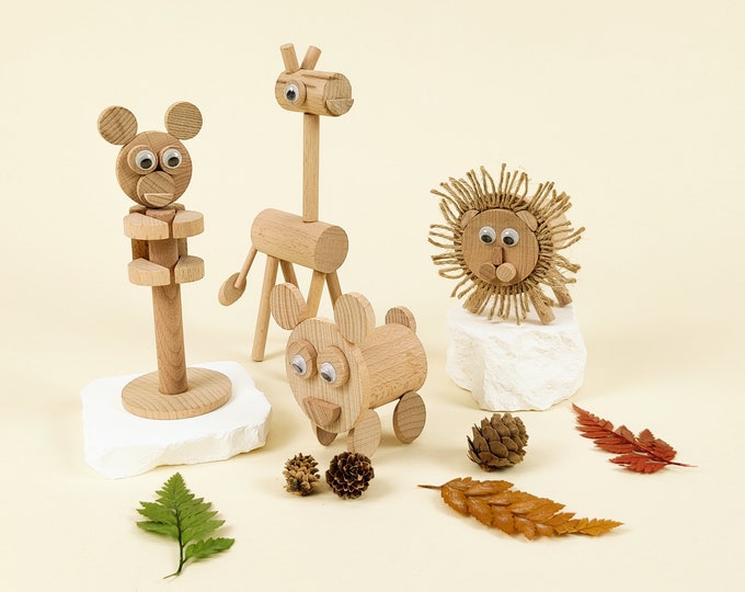 DIY Wooden Animal Toys - 4 Pcs Toy Set, Craft Kit for Kids, Educational Toys, Perfect Birthday Gifts for Boys and Girls