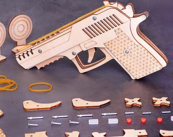 DIY Rubber Band Launcher Kit: Wooden Shooter Craft, Name Engraving