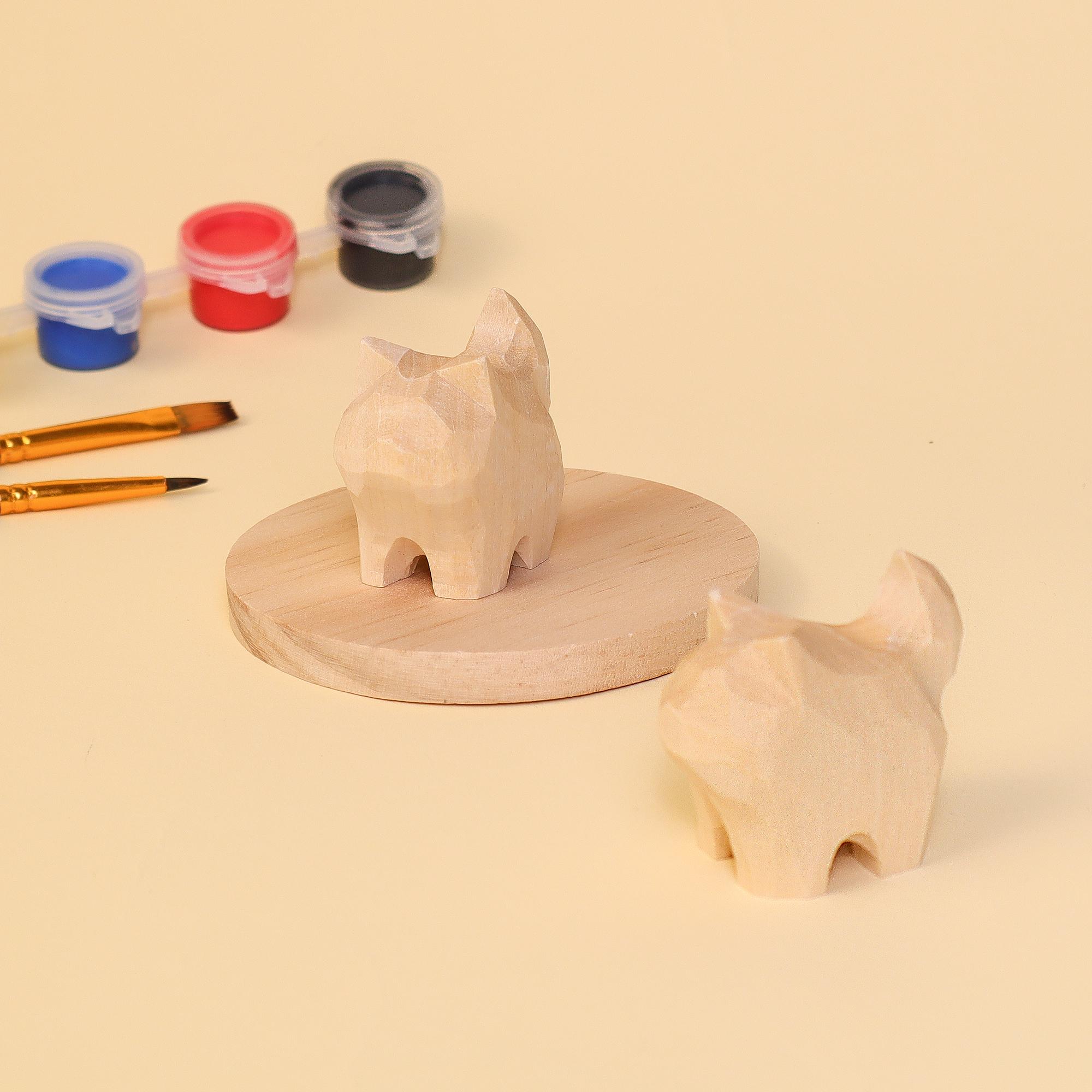 Hand-carved Cat Painting Kit: Personalized Keychain Craft - Gift for ...