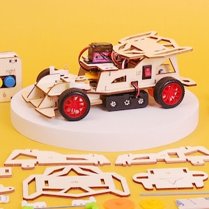 DIY Kit Steering Radio Controlled Car - Free Personalization Included, Educational STEM Toy for Kids, Fun Science Crafts STEM Kit