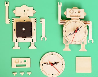 Kit orologio robot fai da te personalizzato: giocattolo educativo STEM