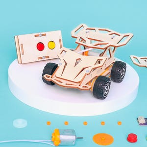 DIY Kit Infrared Remote Controlled Car - Free Personalization Included, Educational STEM Toy for Kids, Fun Science Crafts STEM Kit