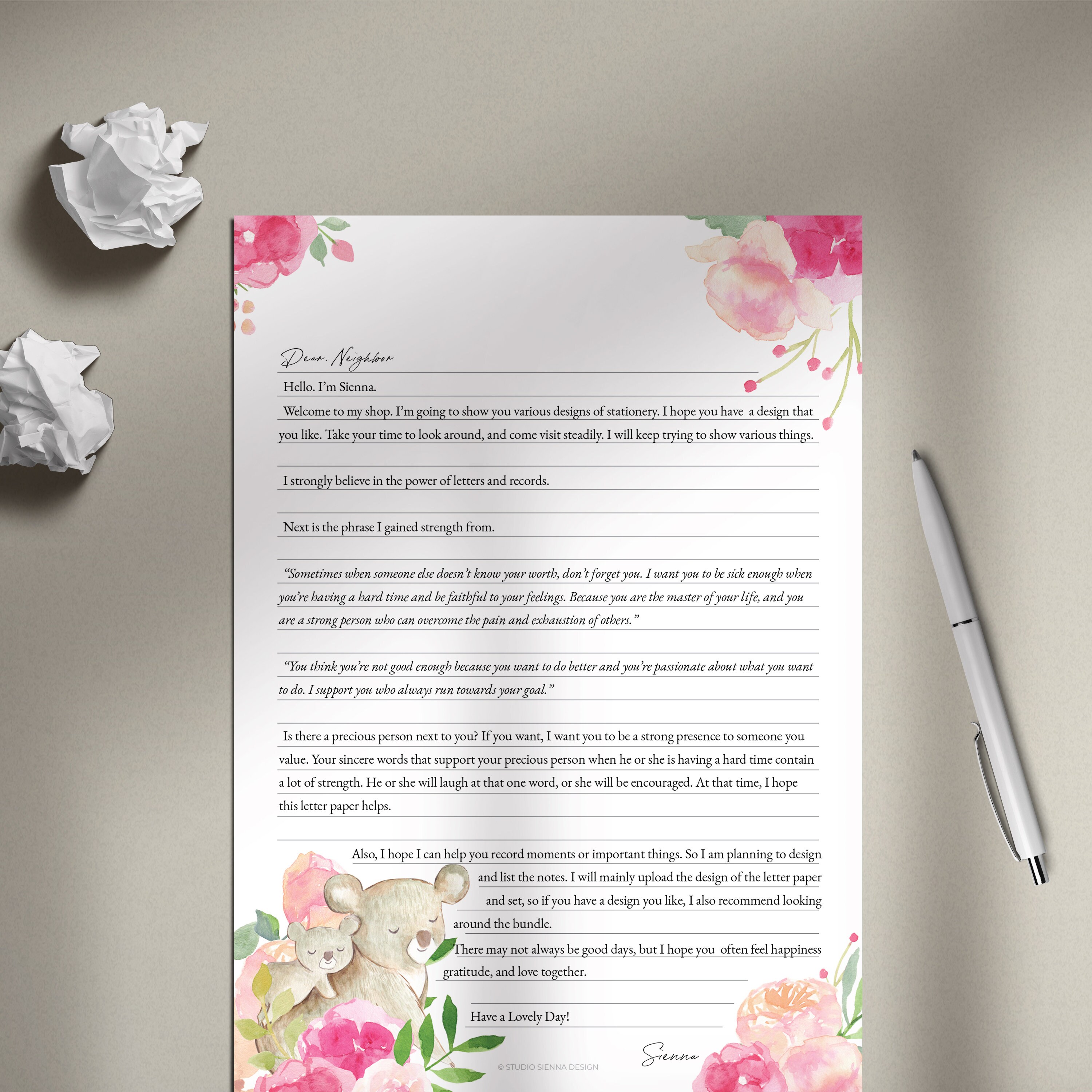 Printable Stationery Letter Writing Paper and Envelope Lined Unlined ...