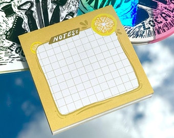 Lemon Juice Sticky Notes, Sticky Note Pad, Memo Pad, Check List, Stationary, Back to School, School Supplies