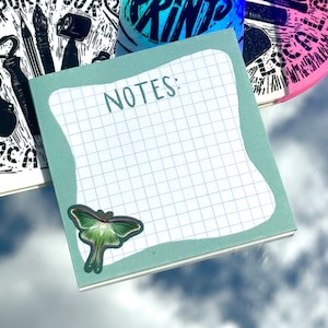 Luna Moth Sticky Notes, Sticky Note Pad, Memo Pad, Check List, Stationary, Back to School, School Supplies