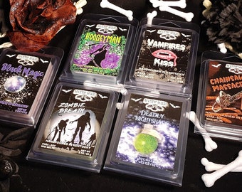 Spooky Wax Melts, Halloween, Gift, Patchouli, Lavender, Vanilla, Leather, Amber, Musk, Gothic, Strong Scented