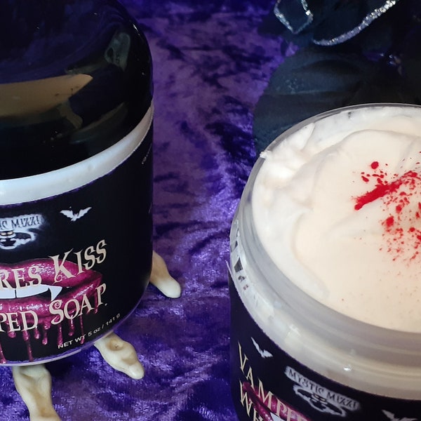 Vampires Kiss Whipped soap, Foaming sugar scrub, wicked, shaving cream, gothic, skin care