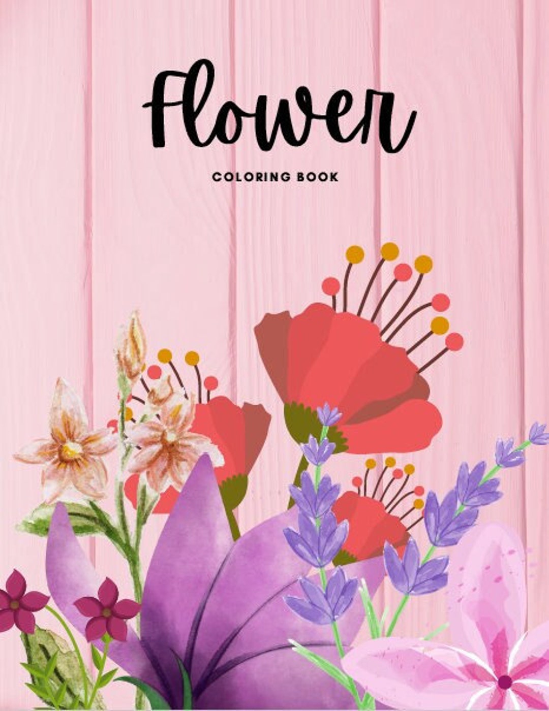 Flower Coloring Book for Kids 40 Pages - Etsy
