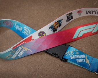 Cordones personalizados personalizados + hebilla de plástico: nombre de empresa / logotipo de escuela a todo color de 10/15/20/25 mm / Cordón impreso, para llaves, porta identificación