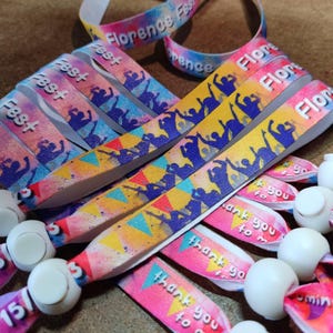 Pulseras de tela personalizadas con cierre ajustable - A todo color: logotipo, imagen Pulseras para fiestas de graduación, despedidas de soltero, regalos de boda - Personalizadas