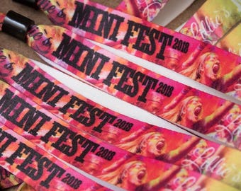 Wedding Favours - Custom personalised fabric wristbands -Full Colour: your design, logo, image Prom Festival wristbands -Customised hen stag