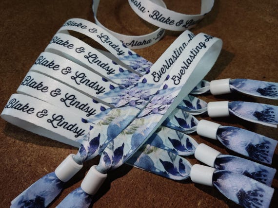 Wedding Favours - Custom personalised fabric wristbands -Full Colour: your design, logo, image Prom Festival wristbands -Customised hen stag