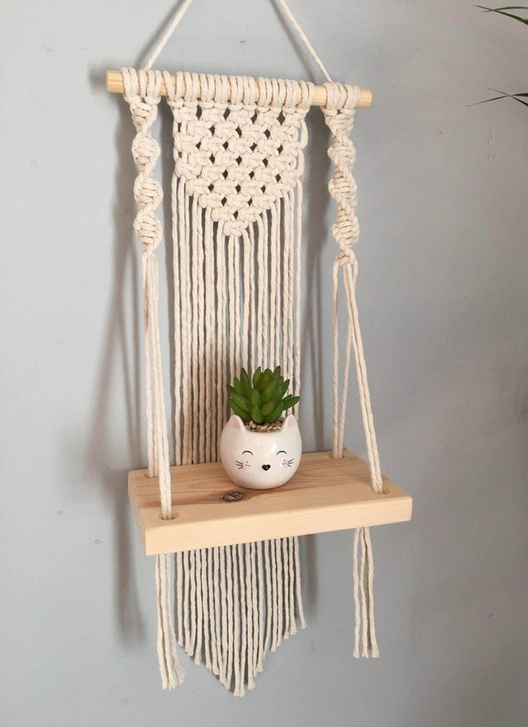 Macrame wall hanging / Kit Mini Macrame Shelf Hanging in Etsy