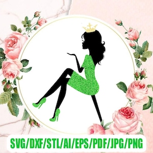 SVG Assis fille Silhouette de gâteau AI Cake topper pour les filles Gâteau personnalisé pour joyeux anniversaire AI Cake topper découpé au laser