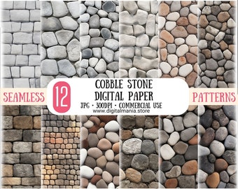 Cobble Stone Digital Paper, Cobble Stone Texture - Perfect for Scrapbooking & Digital Crafting - Instant Download for Commercial Use