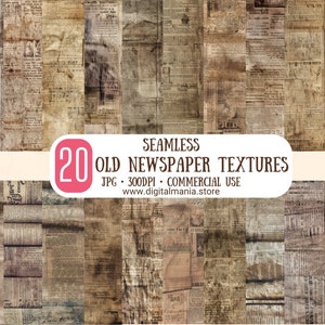 Old Newspaper Textures Seamless Digital Paper - Old Newpaper digital paper background - Crafting bundle - Printable Patterns Scrapbook paper