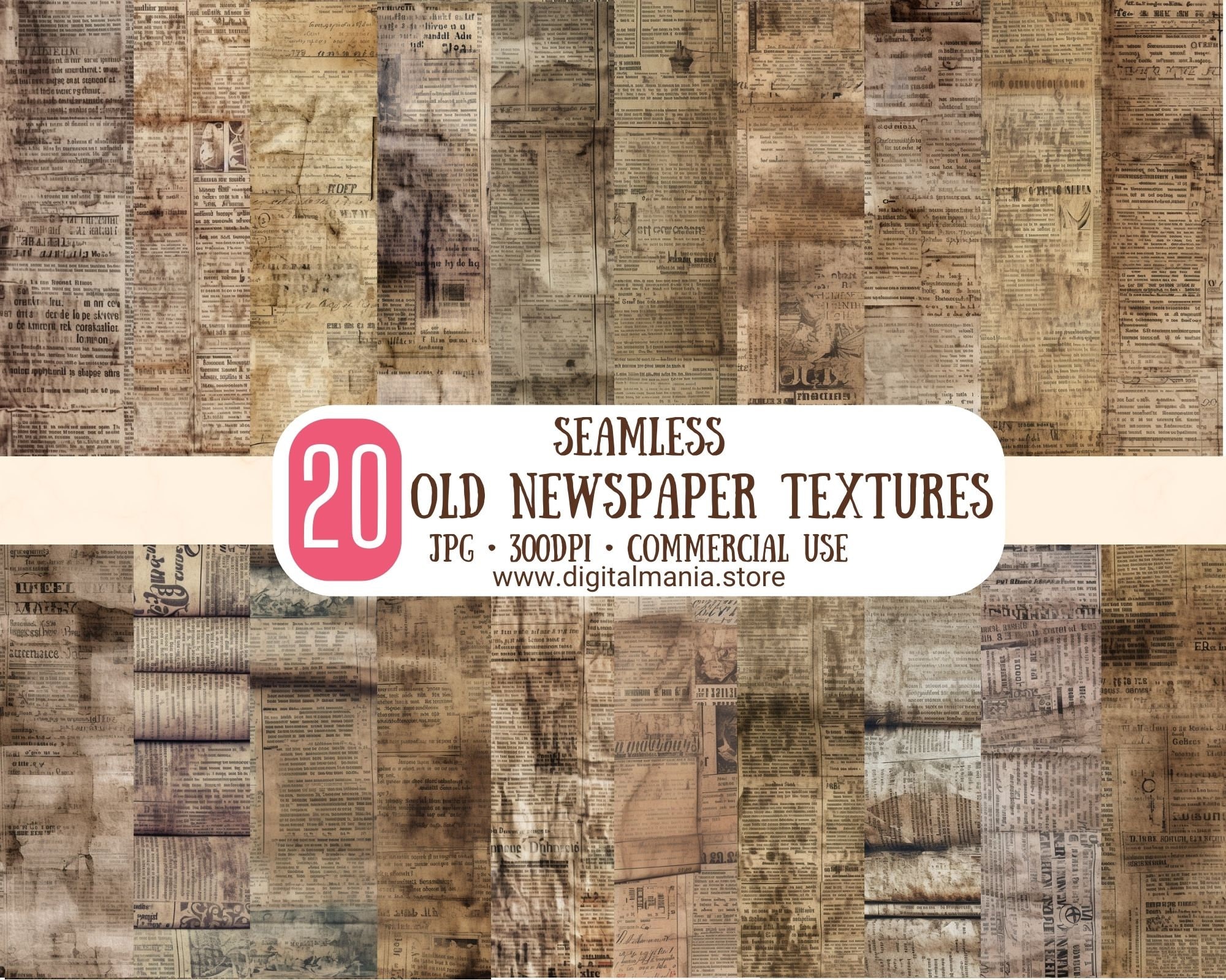 Old Newspaper Textures Seamless Digital Paper - Old Newpaper Digital Paper  Background - Crafting Bundle - Printable Patterns Scrapbook Paper - Etsy, image size:2000x1600
