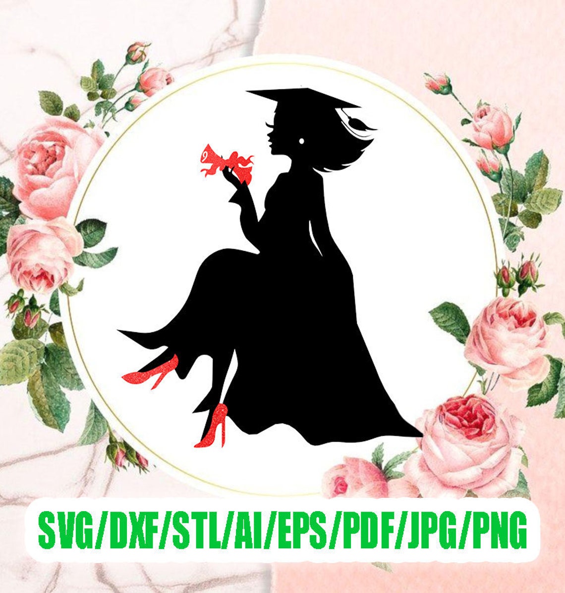 SVG Sitting Girl Graduate Cake Topper Silhouette Graduation - Etsy