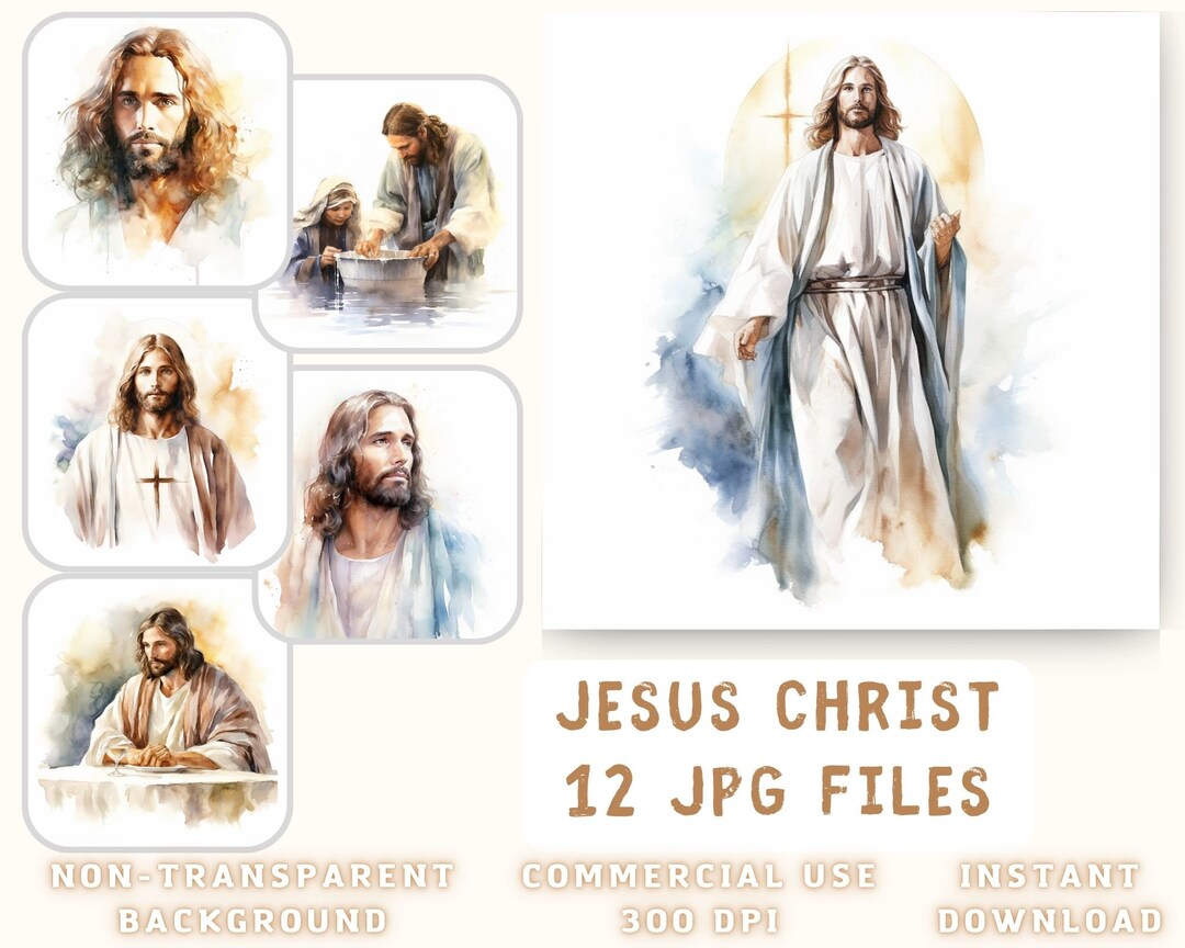 Jesus Christ Watercolor Clip Art 12 JPG - Baptism Clip Art Jesus Images ...