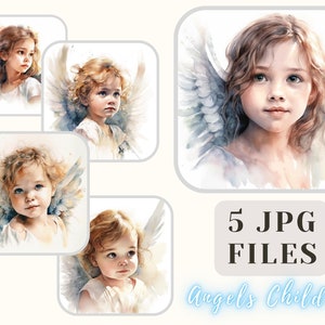 Kind Engel Clipart #2 5 JPG-Dateien Niedliche Engel Illustration Engel Kunst Scrapbooking Crafting Bundle Digitales Papier Kartenherstellung Kommerzielle Nutzung