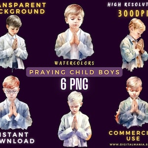 Betendes Kind Jungen Sammlung - Transparentes PNG - Betende Jungen ClipArt PNG - Basteln Bundle Digitales Papier Scrapbooking kommerzielle Nutzung