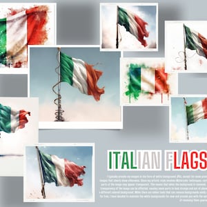 Italian Flag Watercolor Collection 8 JPG files Art Illustration Italian Flags Sublimation Design Digital Flags of the World Commercial Use
