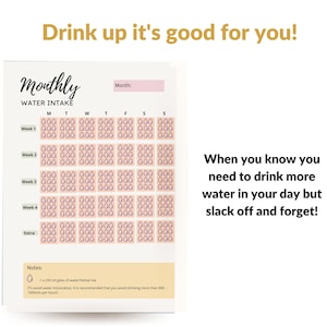 Printable Monthly Water Intake Tracker - Stay Hydrated and Healthy