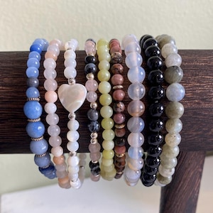 Gemstone beaded bracelets, stretch bracelets, stacking bracelets, beaded jewelry, gemstone jewelry