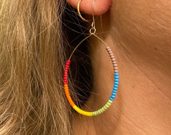 Teardrop beaded hoops