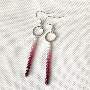 Cranberry glass ombré drop earrings, beaded earrings, minimalist earrings, gift for her