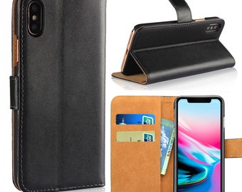 Luxury Black Leather Case for Apple iPhone 12 11 8 7 Plus 5 SE XR Cover Leather Flip Wallet