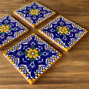 Mexikanische Fliesenuntersetzer Set: Bunt Dekor im Hacienda Stil