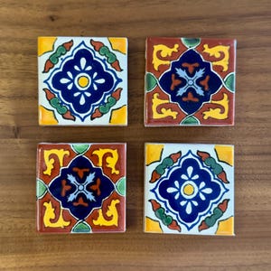 Talavera Mexikanische Fliesenmagnete: Wohnkultur im spanischen Stil, 4er-Set