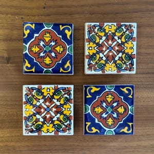 Talavera Mexikanische Fliesenmagnete: Wohnkultur im spanischen Stil, 4er-Set